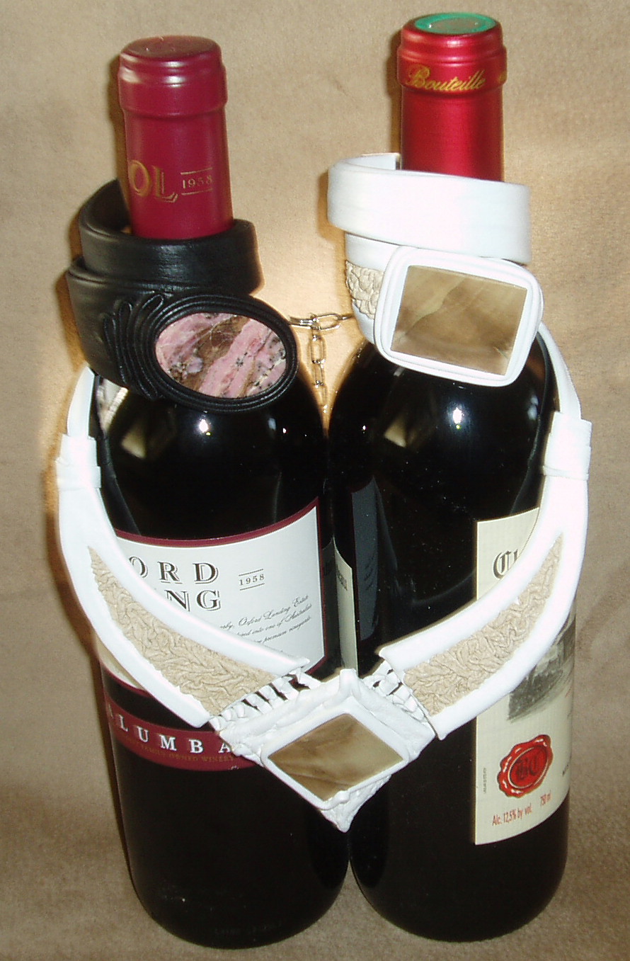 With wine bottles