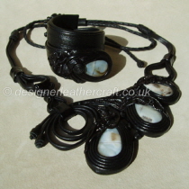 A Stunning New Design in Black Leather with Agate Cabouchons