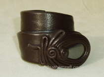 Brown Leather Cuff Bracelet with Hematite Stone